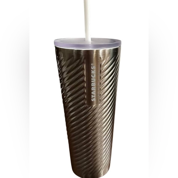 Starbucks Silver Swirl Stainless Steel Cold Cup Tumbler 24oz NWT Holiday 2022 - Picture 3 of 14